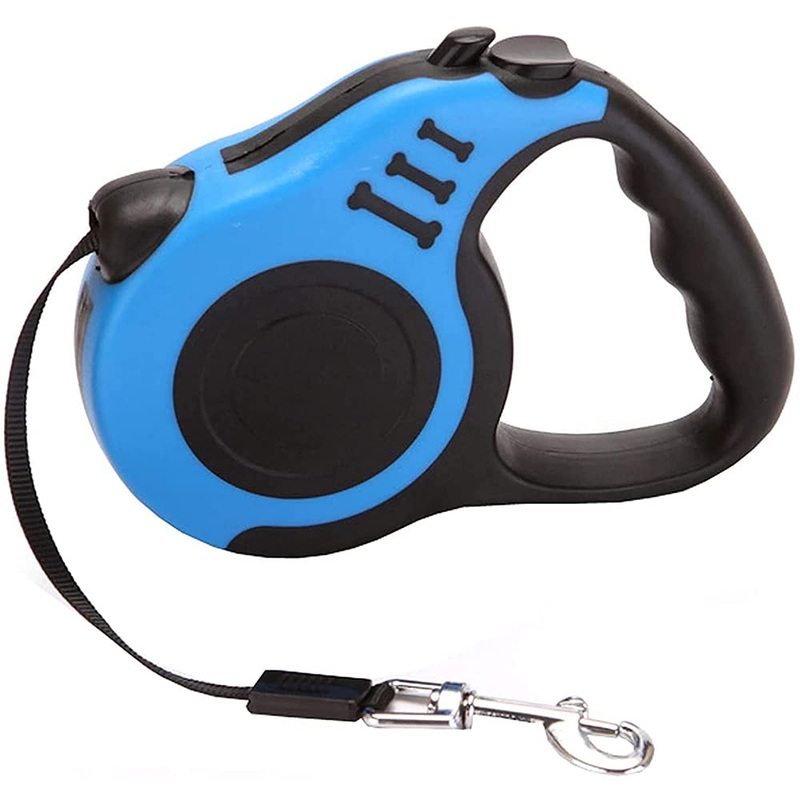 STOUCLA Retractable dog leash, medium and large dogs, retractable leash, anti-slip handle with brake, button lock dog leash (3 m, blue) blue 3M
