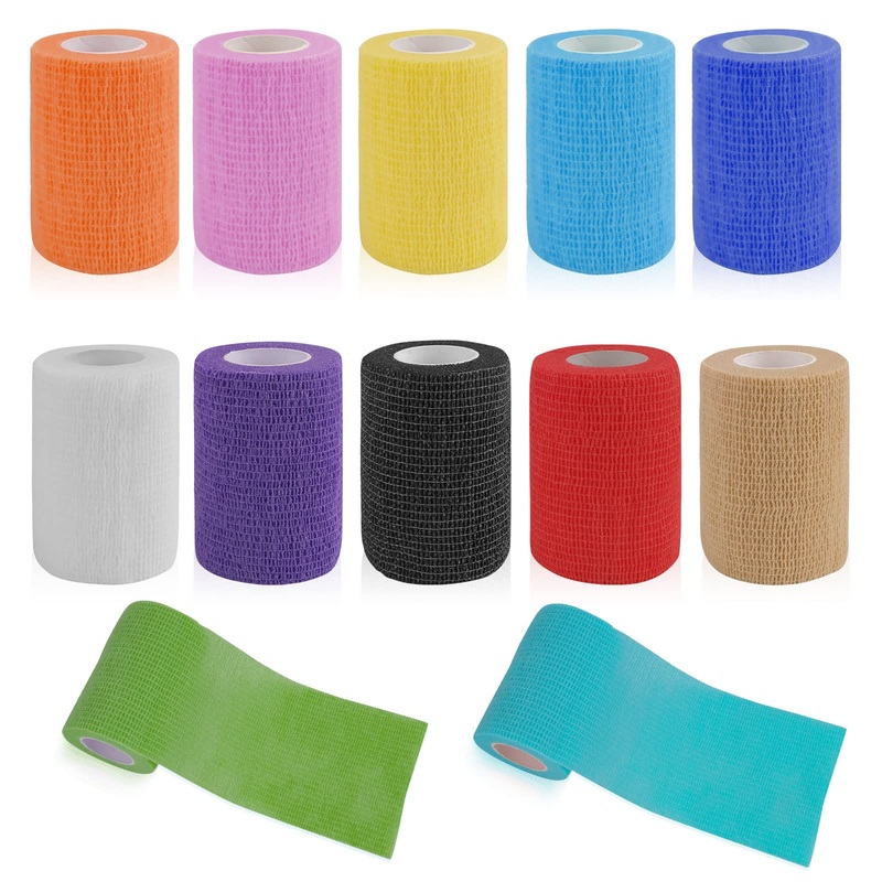 WUGU 12 rolls of self-adhesive bandage, 7.5 cm x 4.5 m adhesive bandage, elastic self-adhesive bandage, cohesive bandage, suitable for stretch athletes, wrist, feet, finger plasters, 12 pieces