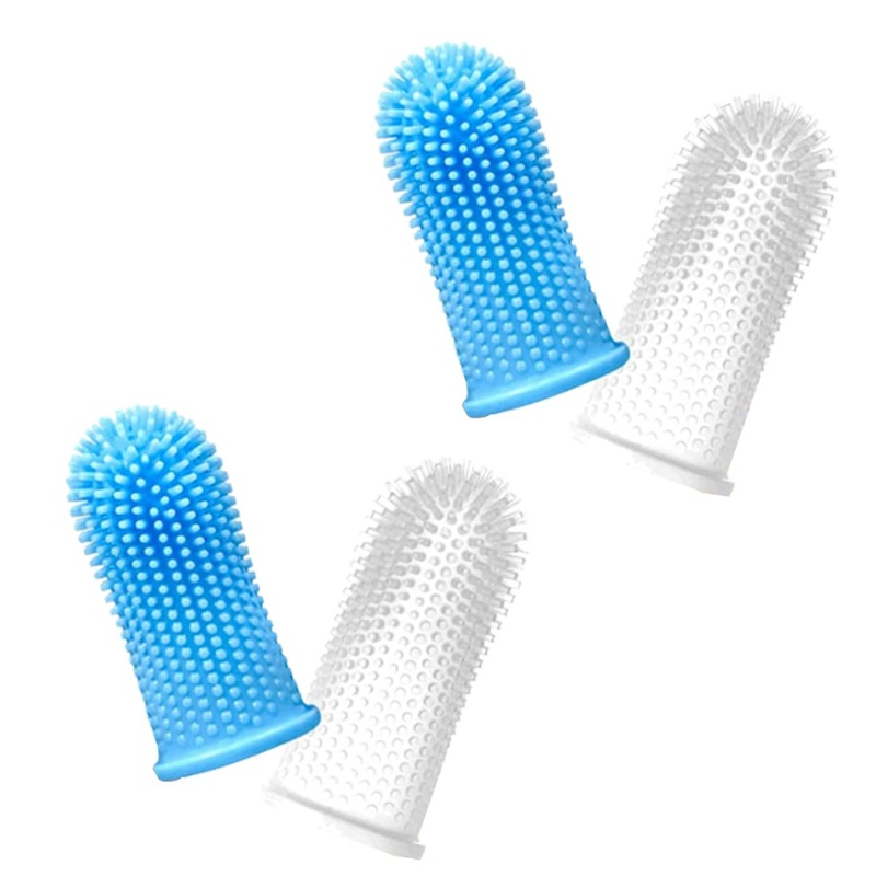 AAED Set of 4 Dog Toothbrush, Pets Teeth Cleaning Toothbrush for Dogs Cats Dental Care, Silicone Finger Toothbrushes Toothbrush Dog