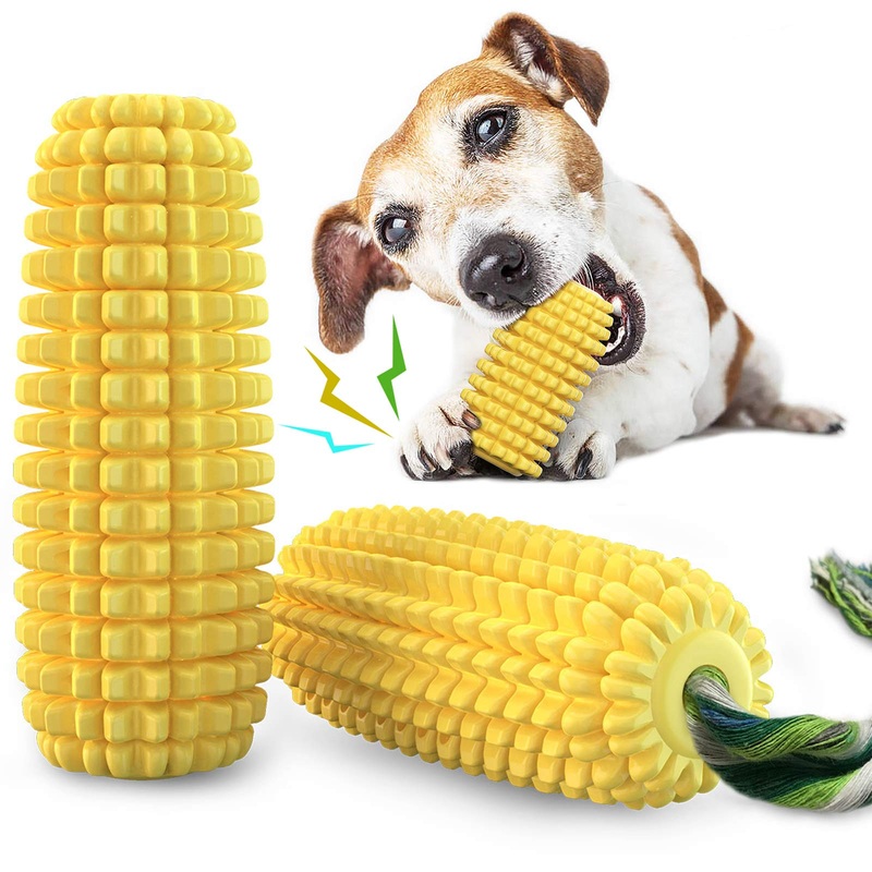 Acecy Dog Toy, Indestructible Chewing Root for Dogs Toy, Interactive Squeaky Corn Dog Toy for Large Medium Dogs and Puppies