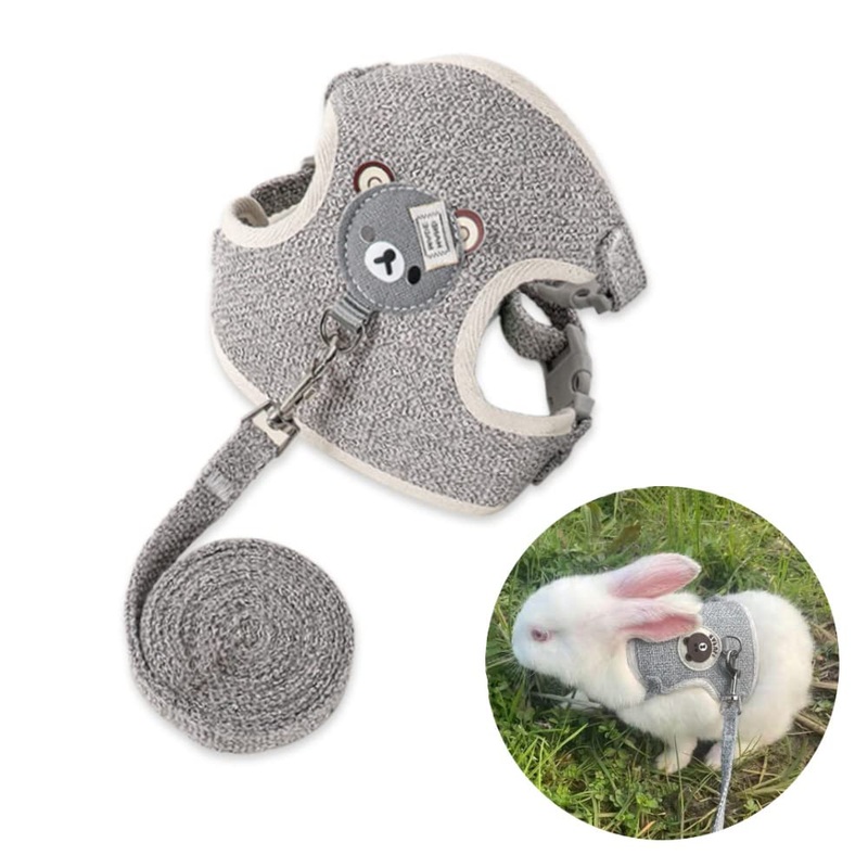 Adjustable rabbit leash, rabbit leash, rabbit accessories, cat harness set with leash, pet harness and leash for bunny cat, little pet walking, 27-35 cm, 1.20 m