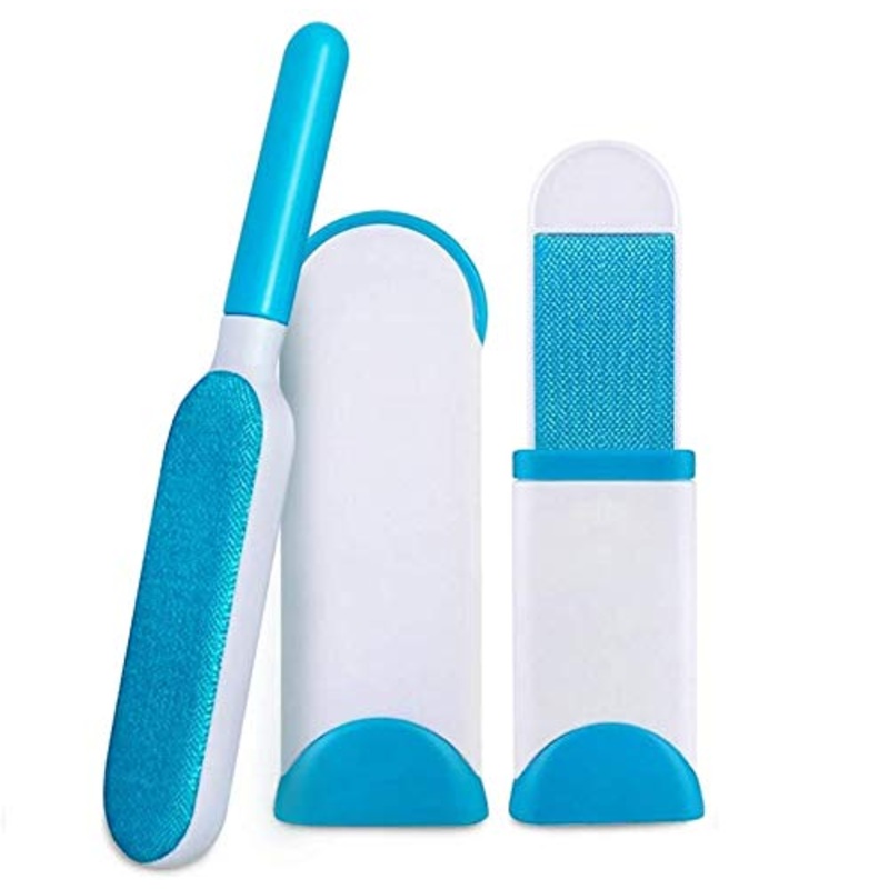 Alliebe Pet Dog Cat Hair Remover, No Leads and No Waste, Improved Reusable Pet Hair Remover Brush Home Care Helper Double-Sided(Blue) Blue
