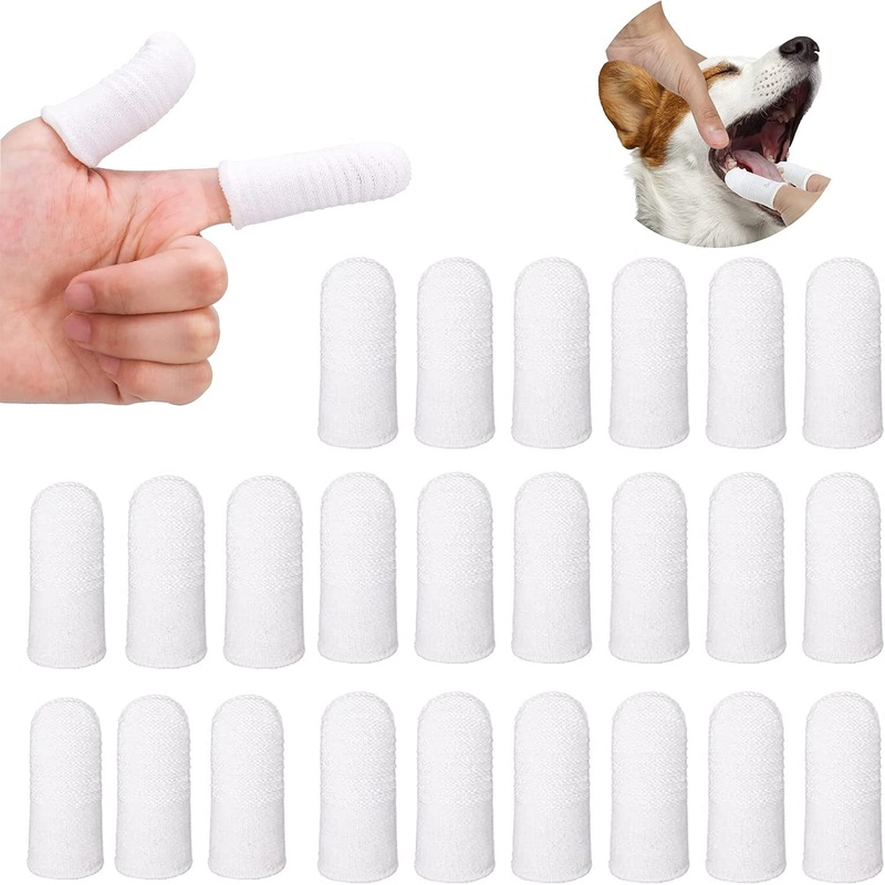 AUXSOUL Pack of 24 dog toothbrush fingerling, finger toothbrush dog, pet finger toothbrush, anti-plaque for rodent pets, efficient and clean pet toothbrush made of knitted fabric