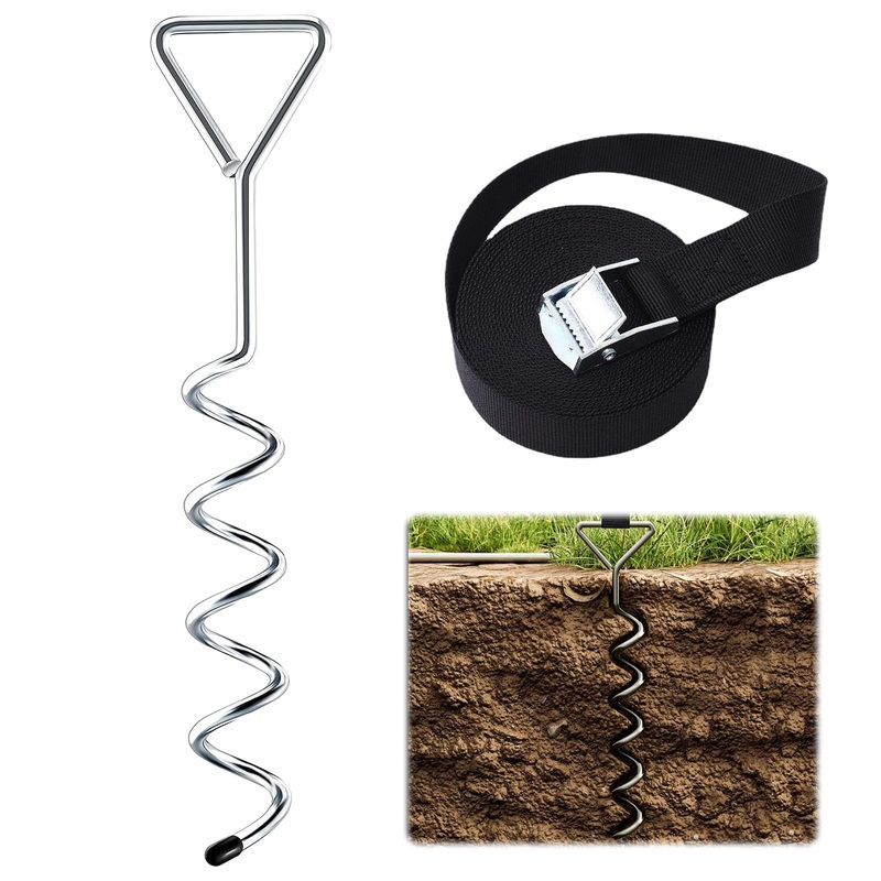 badaren mooring peg for dogs, mooring peg with 2.3m tie-out lines, dog ground anchor, mooring spiral peg with dog leash, stainless steel ground anchor for yard and camping for small to medium dogs