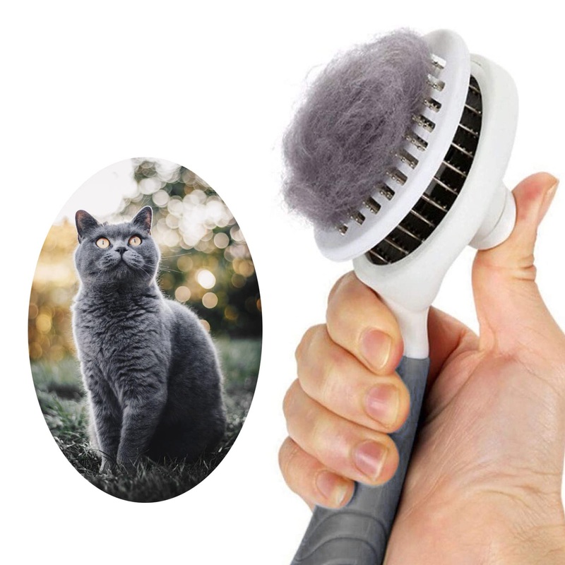 Cat Brush, Self-Cleaning Slicker Brush Improved Removes Undercoat Dog Brush Dog Brush Cat Brush Short to Long Hair Suitable Gentle Cat Brush Slicker Brush Upgraded (GREY) GRAY
