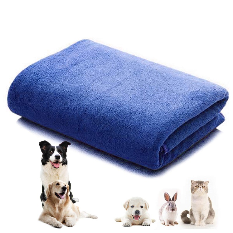 CattleyaHQ 160 x 60 cm 1 piece dog towels, soft absorbent microfibre quick dry towels, large dry towels for dogs, cats, pets (blue).