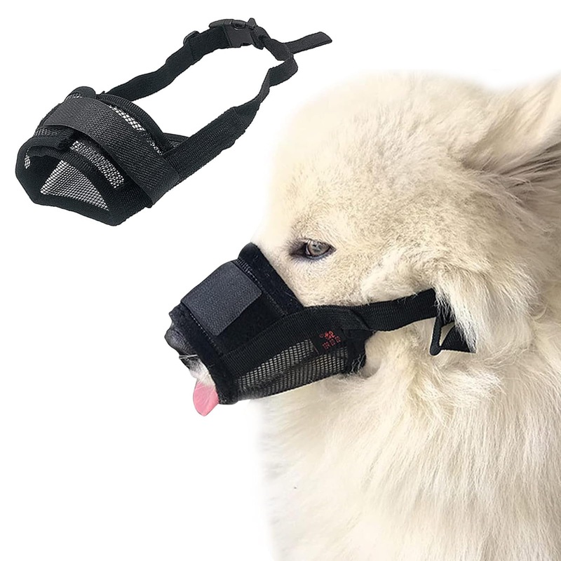 ChAusa Dog Muzzle, Muzzle with Velcro Fastener, Soft, Prevents Biting and Eating, Barking and Chewing, with Adjustable Loop, Dog Muzzle for Small, Medium and Large Dogs (S, Black) S