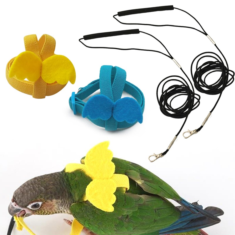 DKDDSSS Pack of 2 bird harness, parrot bird harness, flight harness, adjustable bird harness, bird leash harness, pet bird flight training rope for cockatiels, small medium parrots