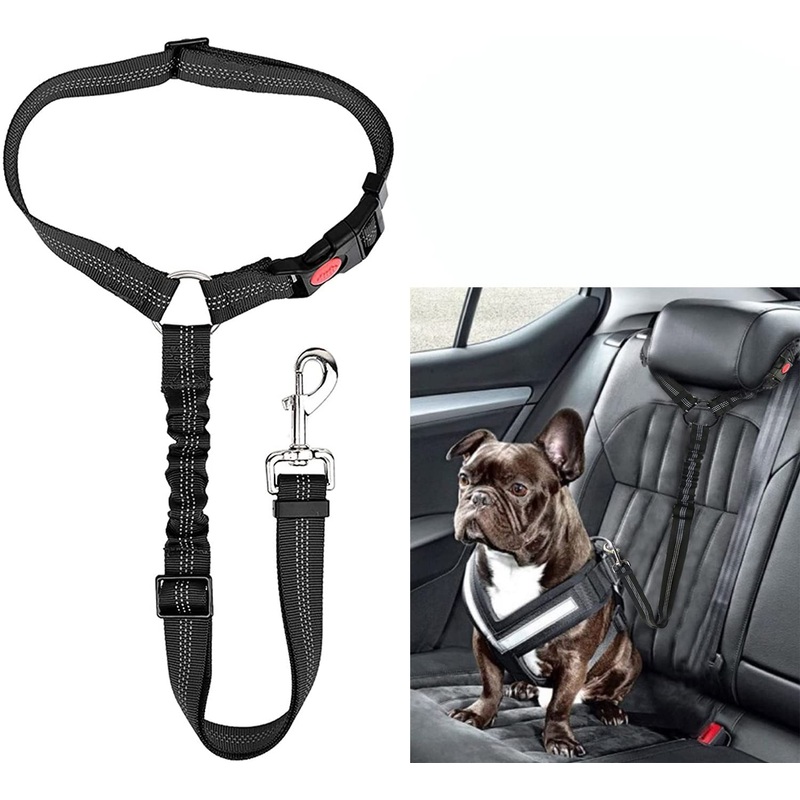 Dog Car Seat Belt Headrest Adjustable Dog Car Restraint Leashes Pet Seat Belt Dog Seat Belt Strong Leashes for Any Car Vehicle for Pets Cats Dogs Black
