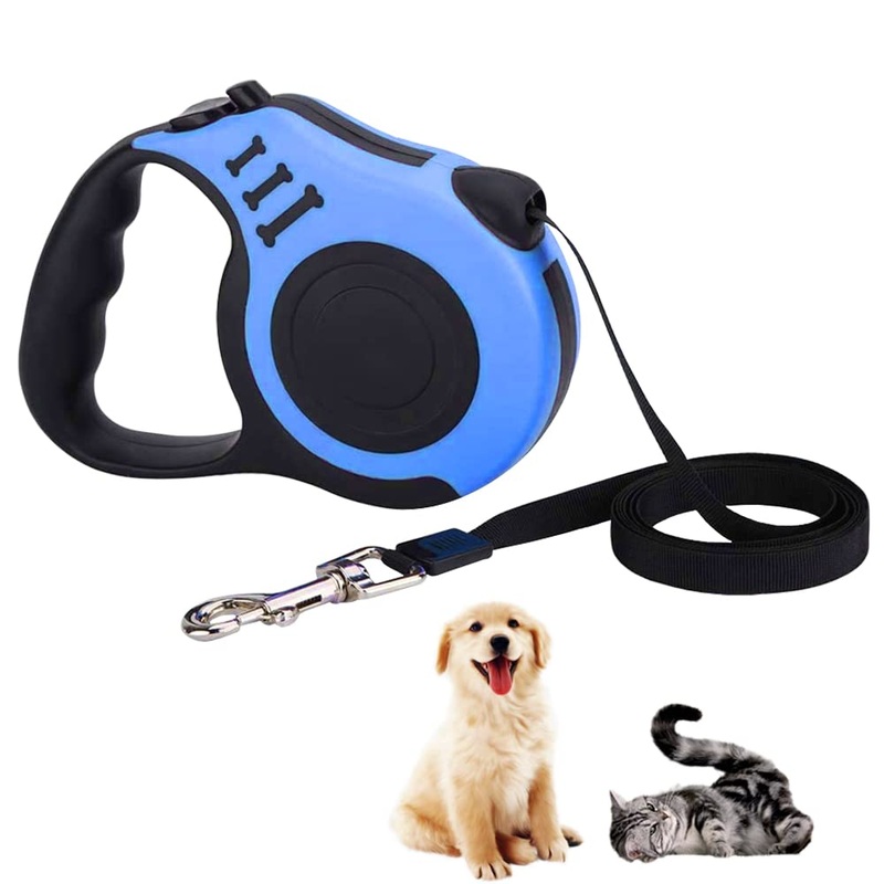 Dog leash, retractable dog leash, extendable dog leash, for small, medium and large dogs, blue, 5 m