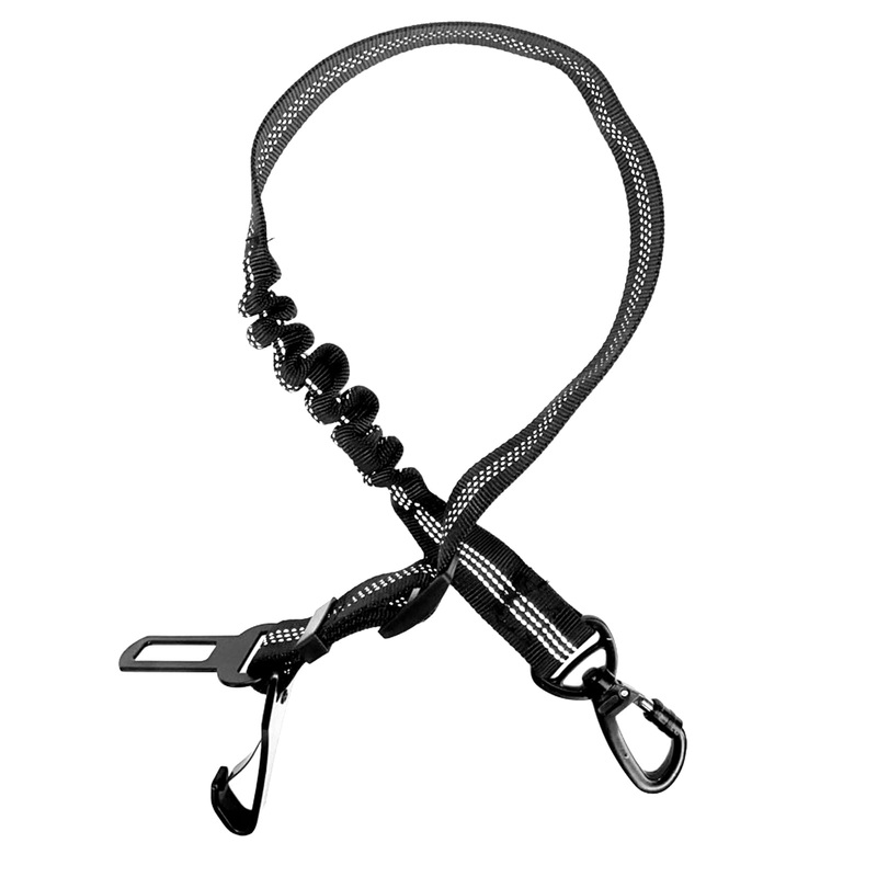 Firschoie dog car seat belt, 3-in-1 dog belt for the car, dog seat belt with elastic shock absorption, thick zinc alloy, double secure bolt hook and double buckle