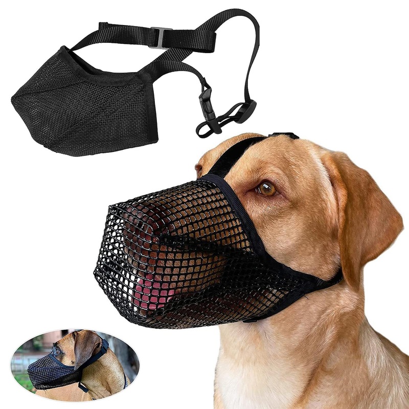 gotyou Muzzle for dogs, dog training muzzle, dog muzzle, muzzle for dogs with rounded mesh, breathable muzzle for dogs, for medium dogs, large dogs, prevents biting, chewing (L).