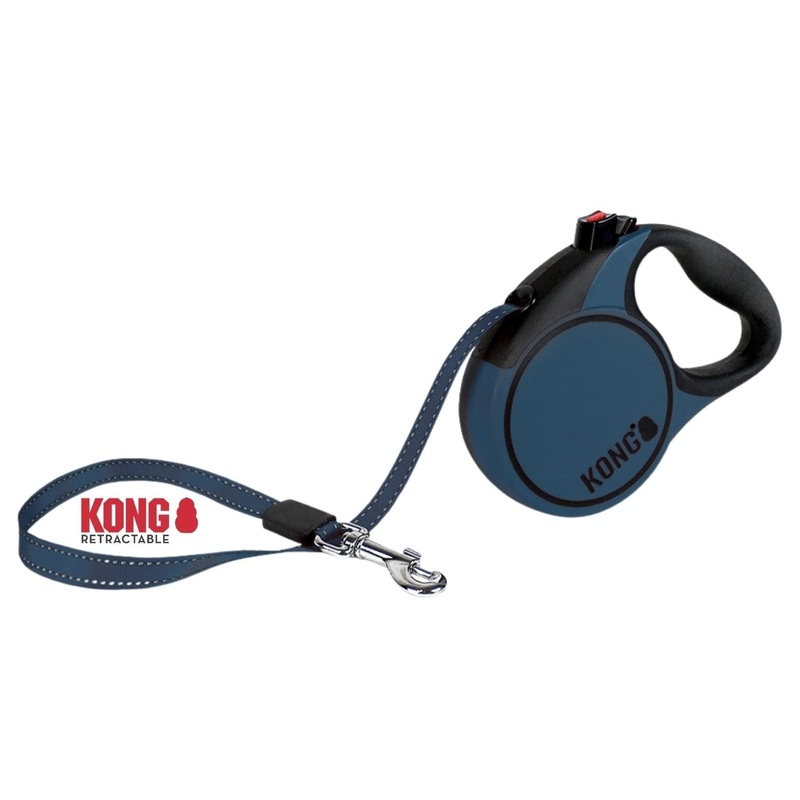 Kong roll-out dog leash in 3m length I For very small dogs up to 12kg I Size XS I High-quality retractable leash with Break & Lock system in blue I Comfortable leash with soft grip & reflective strap X-Small Blue