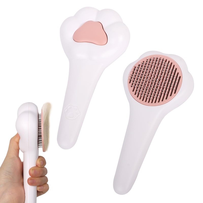 Lollanda Cat Brush Dog Brush, Self-Cleaning Dog Cat Brush for Long Hair/Short Hair, Cat Brush with Massage Particles, Pet Brush for Pet Grooming, Massage, Grooming, Loose Fur