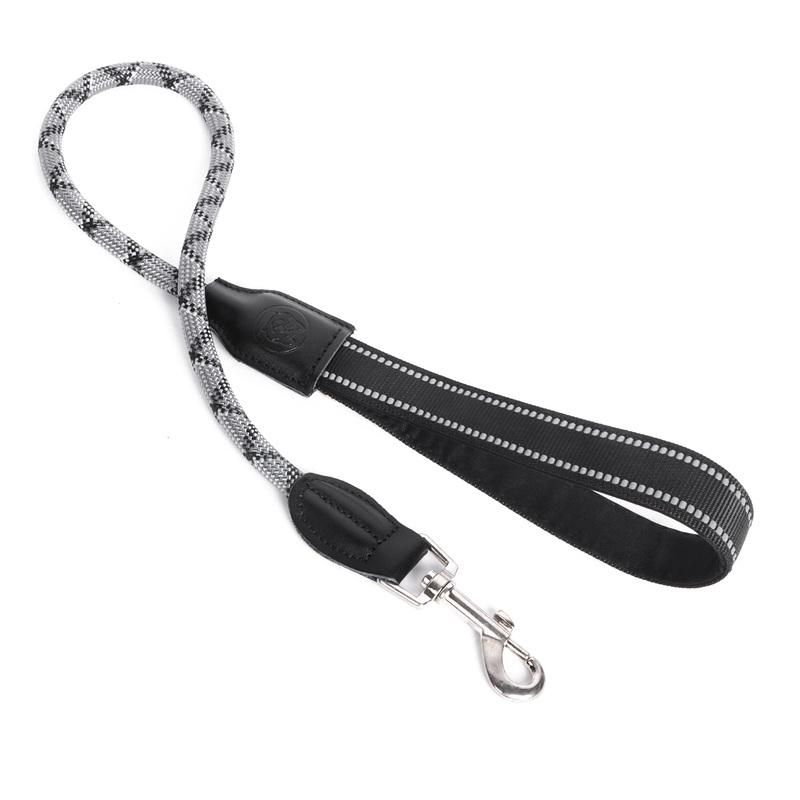 Lollanda Short Dog Lead for Medium Large Dogs, Nylon Dog Lead, 80 cm Training Lead, Dog Lead with Padded Handle, Short Lead Dog Rope, Reflective Dog Lead (Black) Black