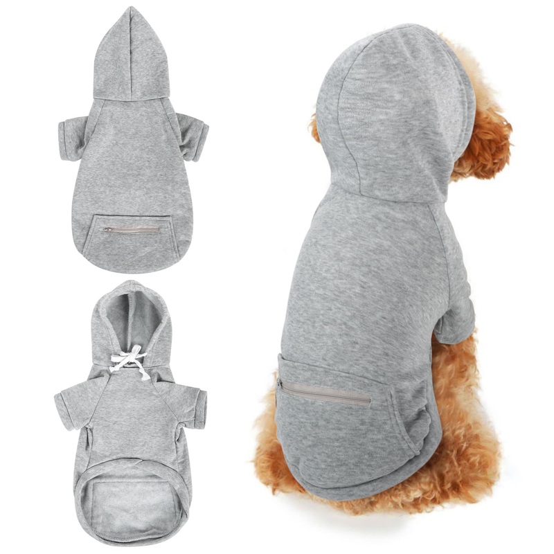 Moorle Dog Jumper Fleece Dog Jumper Hoodie Small Dog Hoodie Jumper Dog Jumper Puppy T-Shirt Winter Warm Dog Jumper Gray for Small Dogs and Cats Pet Clothing Apparel Size M