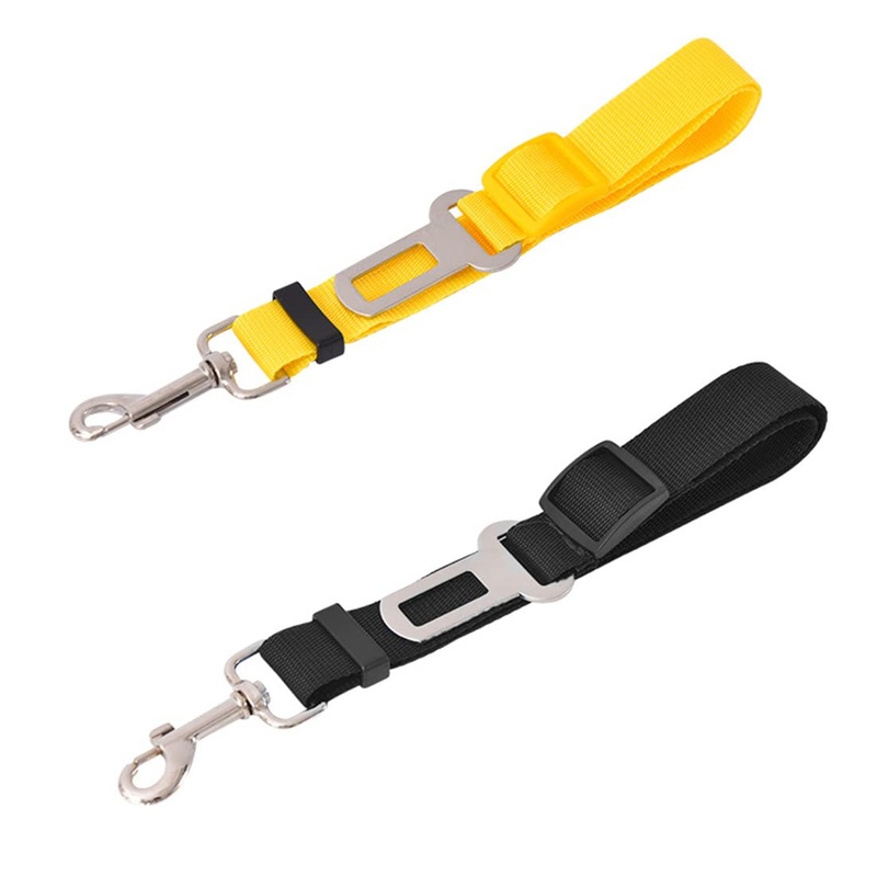 Pack of 2 dog harnesses, car seat belt for dogs, tear-resistant, adjustable, dog seat belt, adjustable dog seat belt, safety harness for all dog breeds, cats and car types, black/yellow