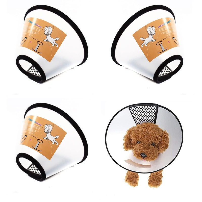 Pet Dog Collars Neck Brace Pet Protective Collar Pet Collar Protective Collar Suitable Plastic Pet Collars for Dogs and Cats Adjustable Comfortable Collar Protection Anti-Bite Lick Pack of 4