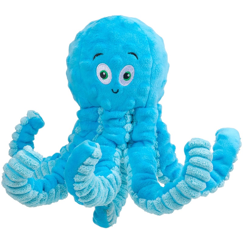 Pubialo Dog Toy for Large Dogs, Cute Squeaky Dog Toy with Crackling Paper Filled Plush Dog Toy for Puppies, Small and Large Dogs (Blue, Octopus) Blue
