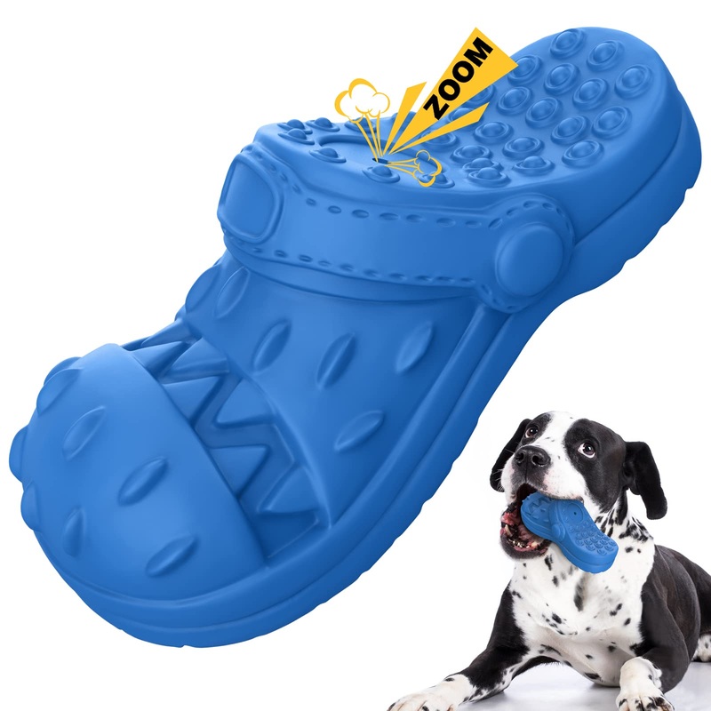 RUXAN Dog Toy Indestructible for Aggressive Chewing – Robust Squeaking Interactive Dog Toy – Natural Rubber Chew Toy for Large Medium Dogs Chewing, Hunting, Fetching Blue