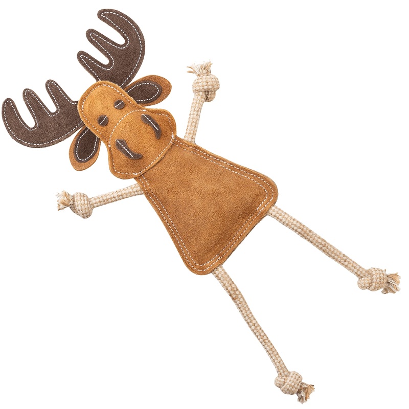 Sniffer friends dog toy – tug toy Willi – moose with tug rope – toy for dogs made of leather
