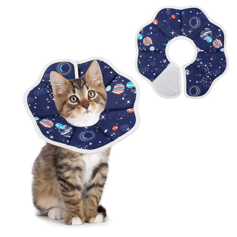 TIESOME Soft Cat Cone Collar, Adjustable Small Puppy Recovery Collar After Surgery Lightweight Comfortable Pet Protective Cotton Cone for Cat Kitten Prevent Licking Wounds