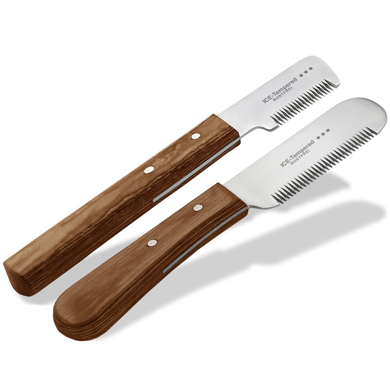 Trimming knife set for dogs and cats with fine and medium teeth, 2-piece grooming comb for dog fur, undercoat, fur knife, dog scissors, stainless steel knife, brand quality for long hair and short hair
