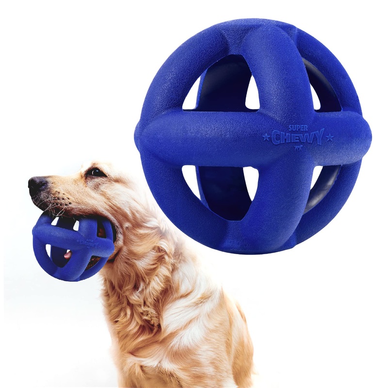 Tuff Pupper SuperChewy Tough Dog Cage Ball Toy | Strong natural rubber | Great fetch toy for dogs | Ultra durable chew toy | For Large Breeds Cage Ball Large – 4 inches / 8.5 oz
