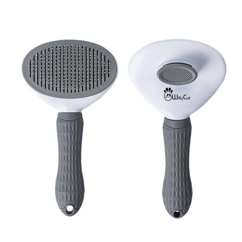 WillyCat – Cat brush – short hair, aumuca, Persian cat brush with one button, pet brushes, self-cleaning fur brush cat for short hair and long hair to remove loose fur and dirt