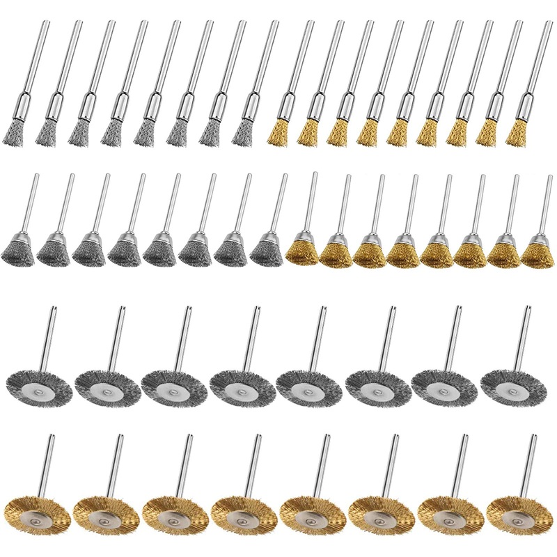 Wire brushes 48 pieces brass brushes steel wire brush disc brush set 3 mm polishing cleaning rotary tool rotary tools for cleaning and grinding work