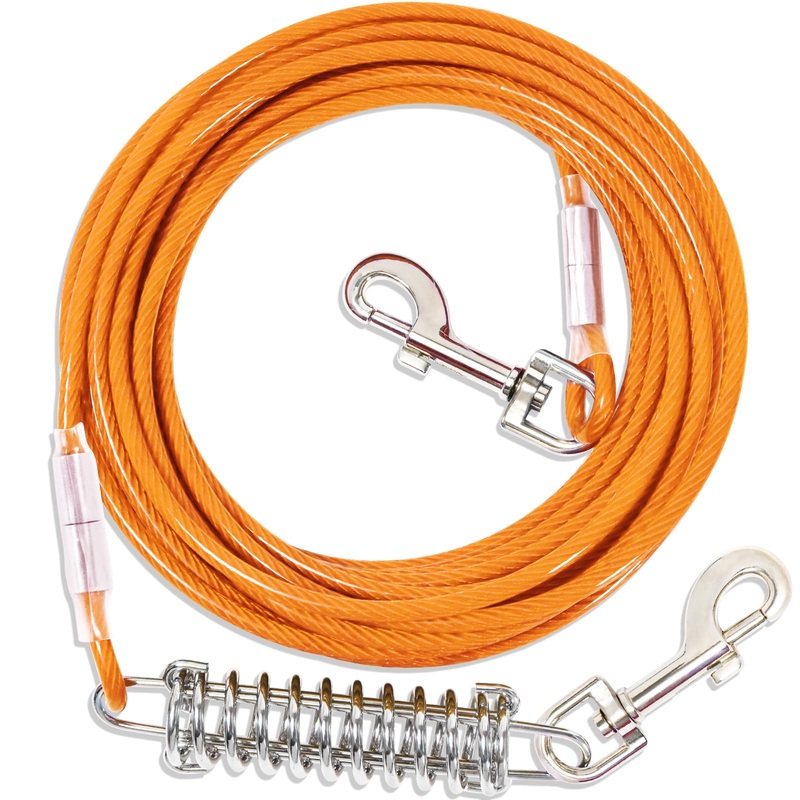 Yard Leash for Dogs with Shock-Absorbing, 3-15m Yard Leash Tie Out Lines, Tie Out Cables for Dogs Yard Leash (Orange, 3m) 3m Orange