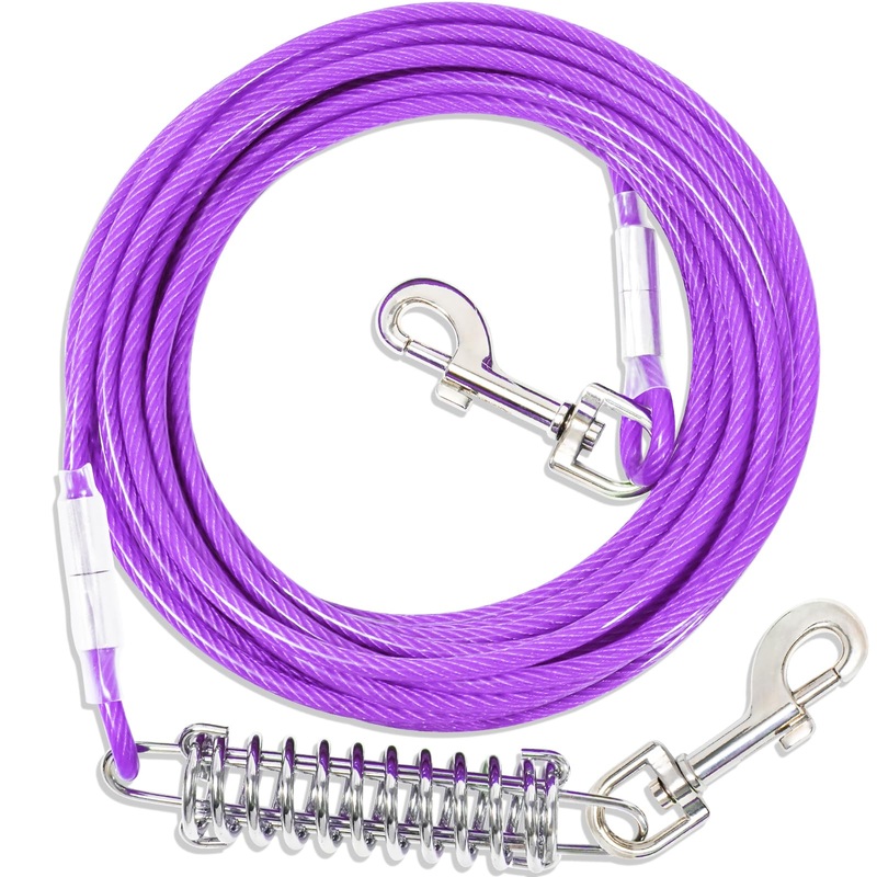 Yard Leash for Dogs with Shock-Absorbing, 3-15m Yard Leash Tie Out Lines, Tie Out Cables for Dogs Yard Leash (Purple, 3m) 3m Purple