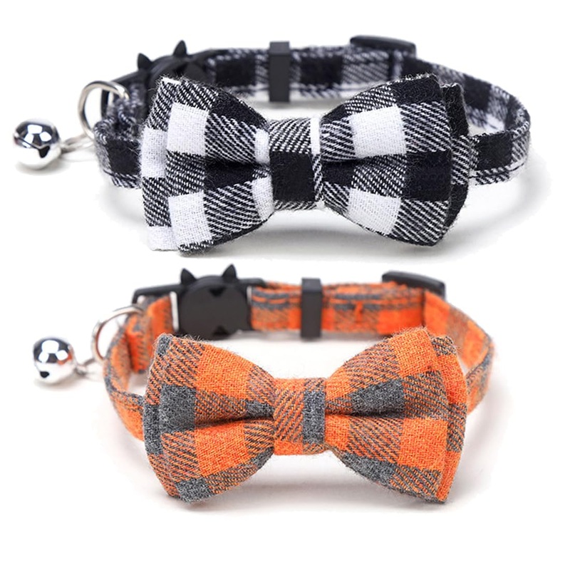 Cat Collar, Cat Collar with Safety Clasp and Bell, Cat Collars With Bow Tie, Elastic Cat Collar, for Girls and Boys Kittens