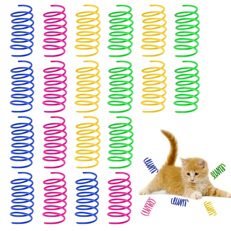 Cat toy, cat spring toy, plastic spiral springs, spiral cat toy, toy spiral springs, novelty pets toy, colorful spiral springs, spring spiral for cat (20 pieces) 20 pieces