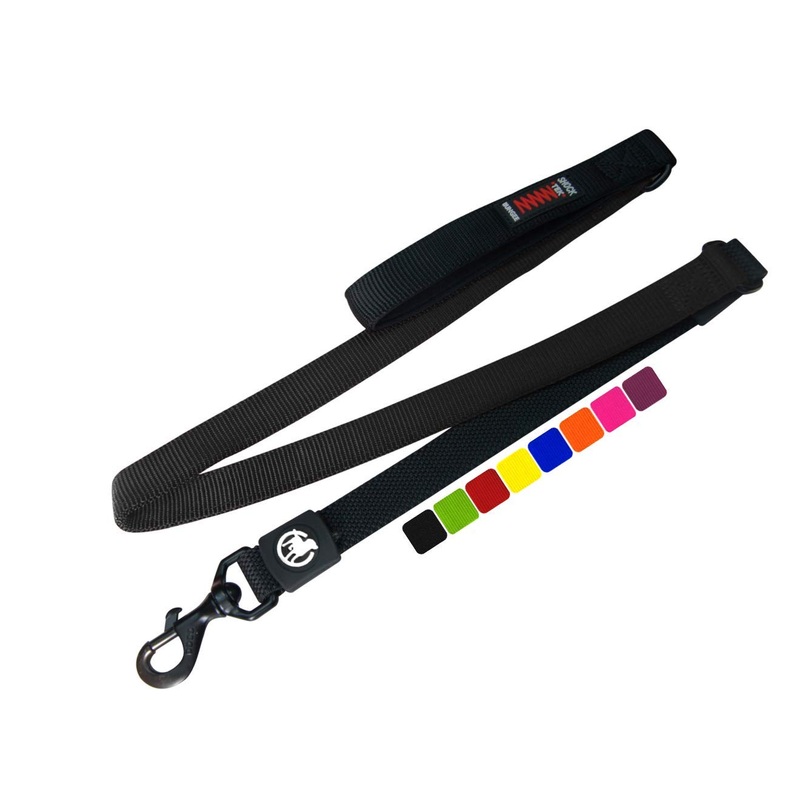 DDOXX dog leash bungee nylon 120 cm | many colors & sizes | for small & large dogs | Elastic dog leash large | Shock absorber dog leash small | Flexi leash | Lead leash | Black, 1.20 m 2.0 x 120 cm