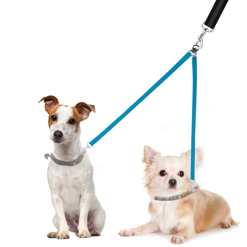 Dog Lead Double Lead for 2 Dogs, Dog Lead Double Lead for Small Dogs, Pet Trainer Lead No Tangle Double Dog Double Splitter Lead Walking Trainer Lead for Two Dogs (Blue)