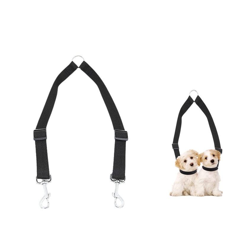 Dog Leash Flexi Adjustable Splitter Shock-Absorbing Leash Lead Pull Stop Hiking Leash Double Leash for 2 Dogs Collar Small Medium and Large Jogging Running Training Training Lead Accessories (Black) Black