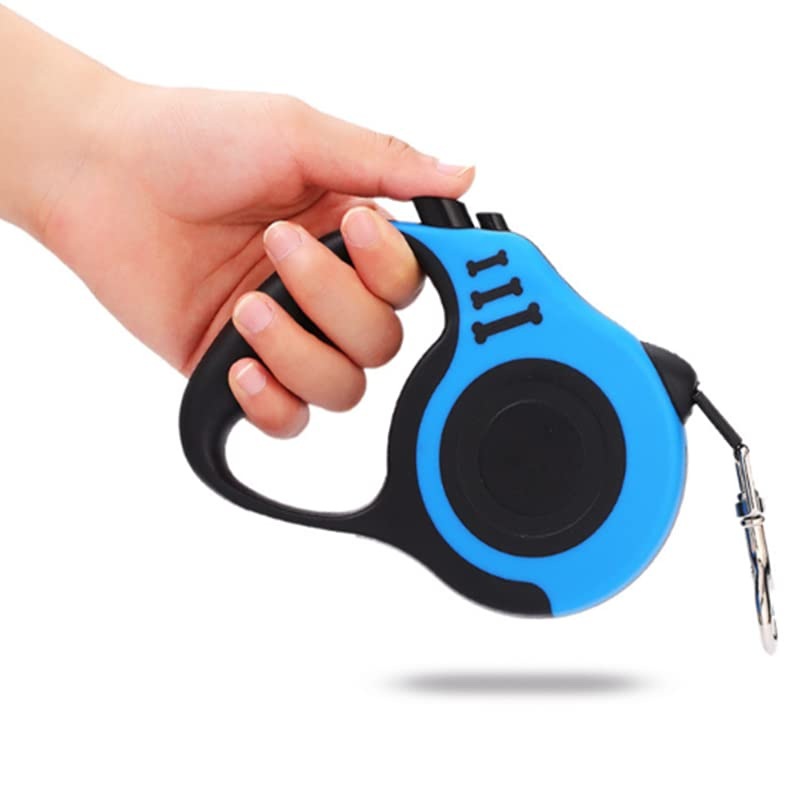 Extendable leash for dogs, roll-out dog leash, retractable dog leash 5m for small & large dogs up to 25kg, robust extendable leash for walking with smart braking system (blue) black