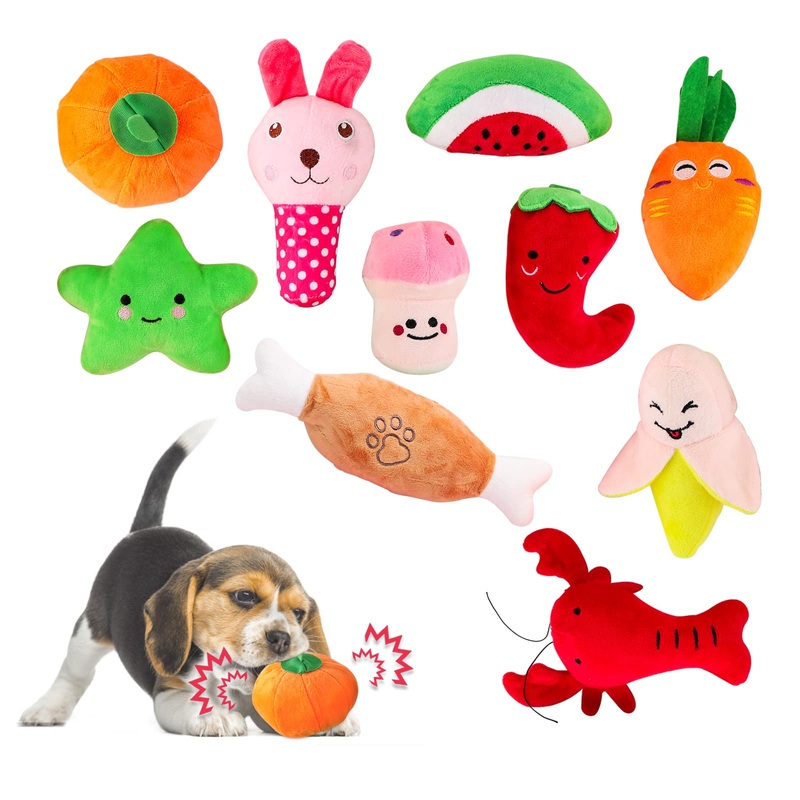 Glaublieb Pack of 10 Dog Toys Squeaky Cute Soft Plush Toys Interactive Toys for Small and Medium Dogs to Relieve Boredom, up to 12 kg