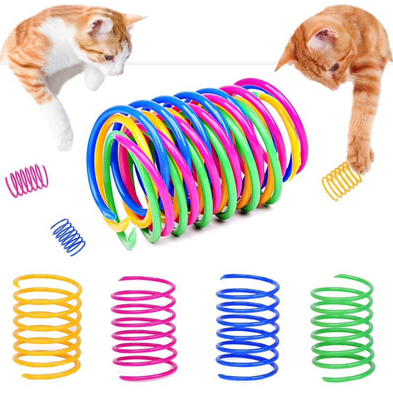 Grantop Pack of 20 cat toys, colorful creative plastic spiral springs, toy spiral springs, novelty pet toys, colorful spiral springs, spring spiral for cats, spiral shape