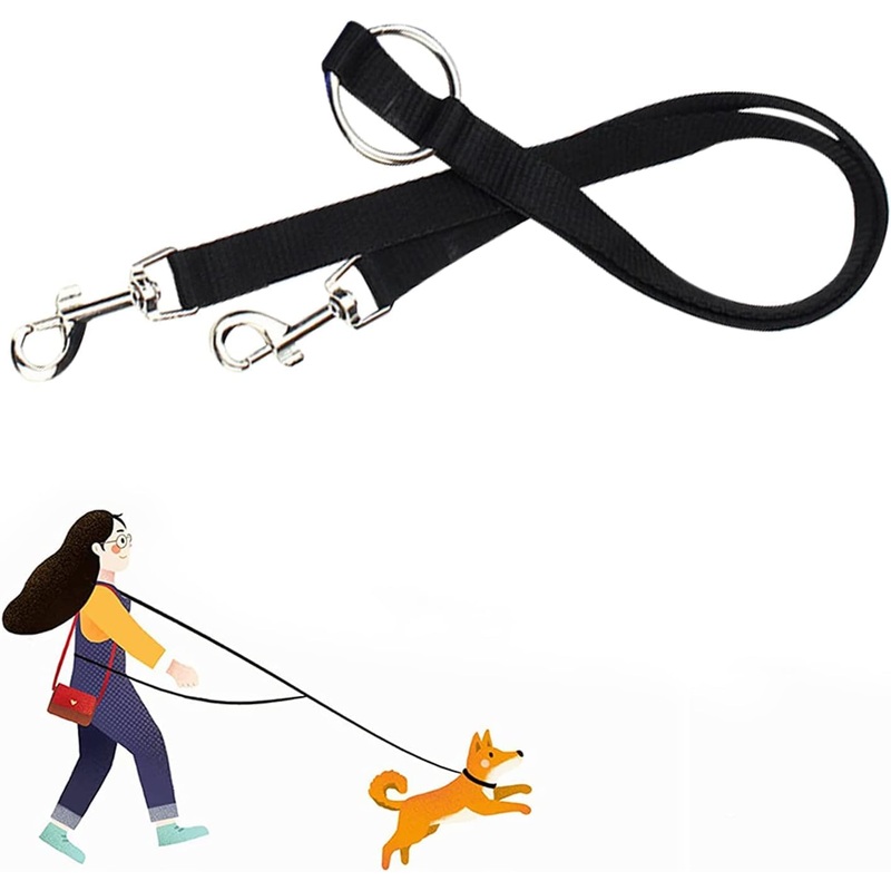 Hands-free leash, dog leash, double dog leash, nylon dog leash, no tangling, 360 rotating splitter double leash for two dogs, for small medium and large dogs running training