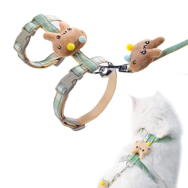 HUTVD Cat Harness and Leash – Escape Proof, Adjustable, Lightweight & Soft – For Large and Small Cats – Pet Safe – S – Green