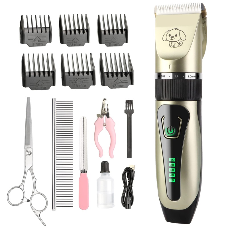 JOPHEK Dog Clipper, Quiet Dog Cat Hair Trimmer, Professional Cat Trimmer – Electric Wireless Pet Trimmer (Golden) Golden