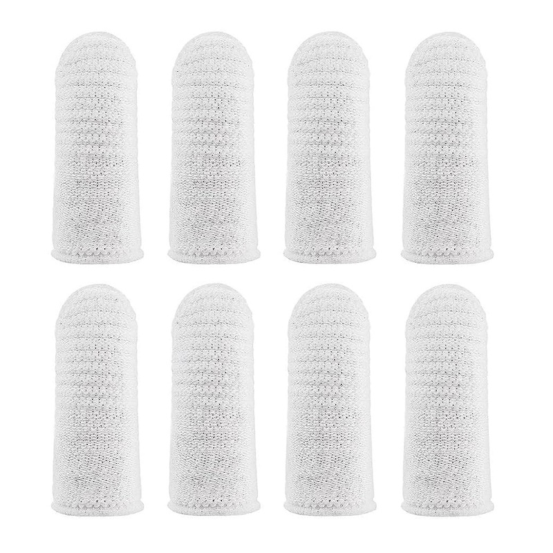 KOMUNJ Pack of 8 Dog Toothbrush Fingerling Reusable Pet Finger Toothbrush, 360 Nylon Pet Tooth Finger Brush for Dogs Cat Toothbrushes (White)