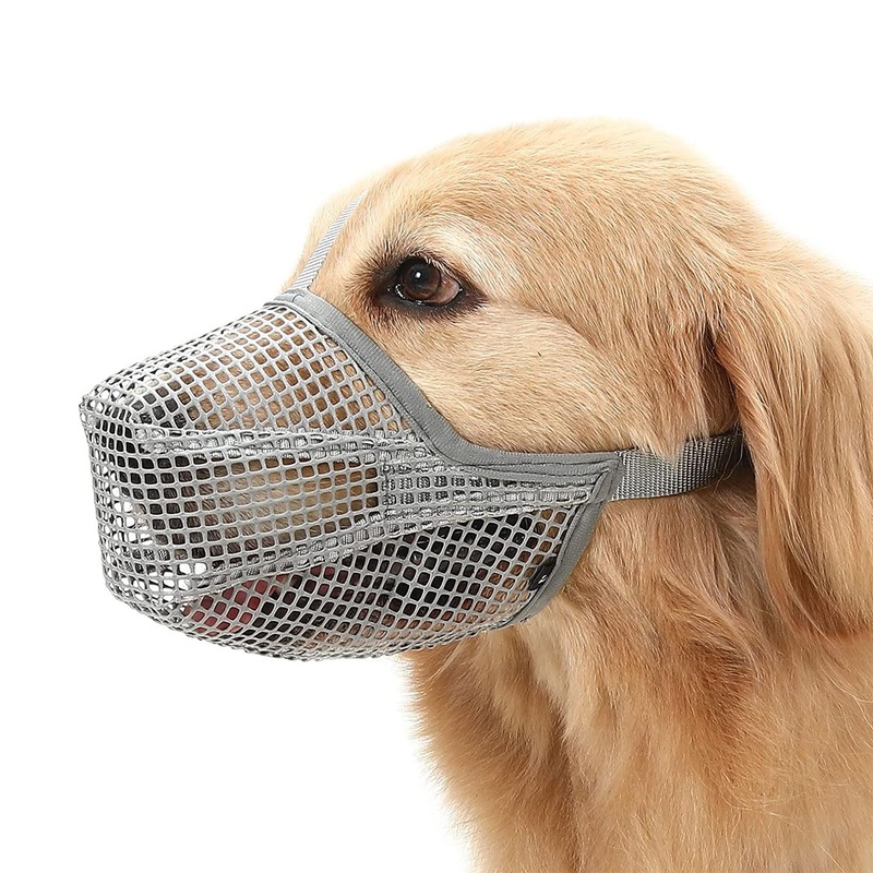 Mesh dog muzzle, muzzle for dogs, breathable muzzle for dogs, muzzle for dogs with rounded mesh, adjustable breathable mesh muzzle (black) Black XS