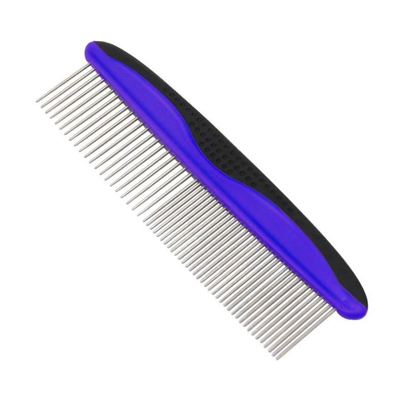 Metal Dog Comb Stainless Steel Pet Comb for Large, Medium and Small Dogs and Cats Dog Comb for Tangles Short Long Hair (Purple) Purple