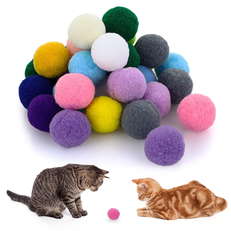 Molain Cat Toy Balls, 30 Pieces Soft Cat Balls Kitten Pom Poms Ball Cat Play Toy Indoor Cats Interactive Pompon Ball Toy 2.5 cm Multicolored