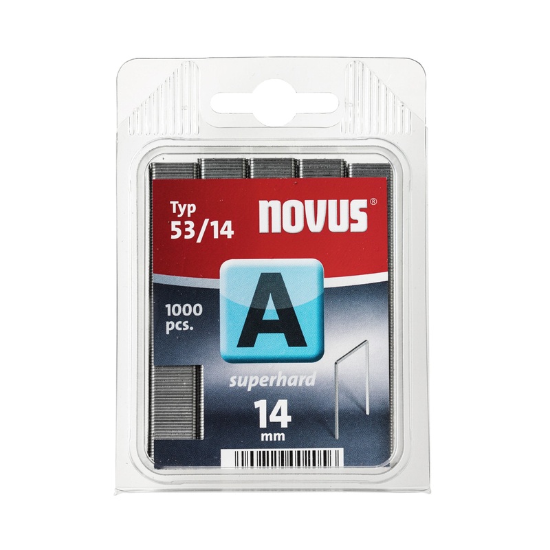 Novus fine wire staples super hard 14 mm, 1000 staples type 53/14 made of steel wire, for fabric and wood 1000 pieces