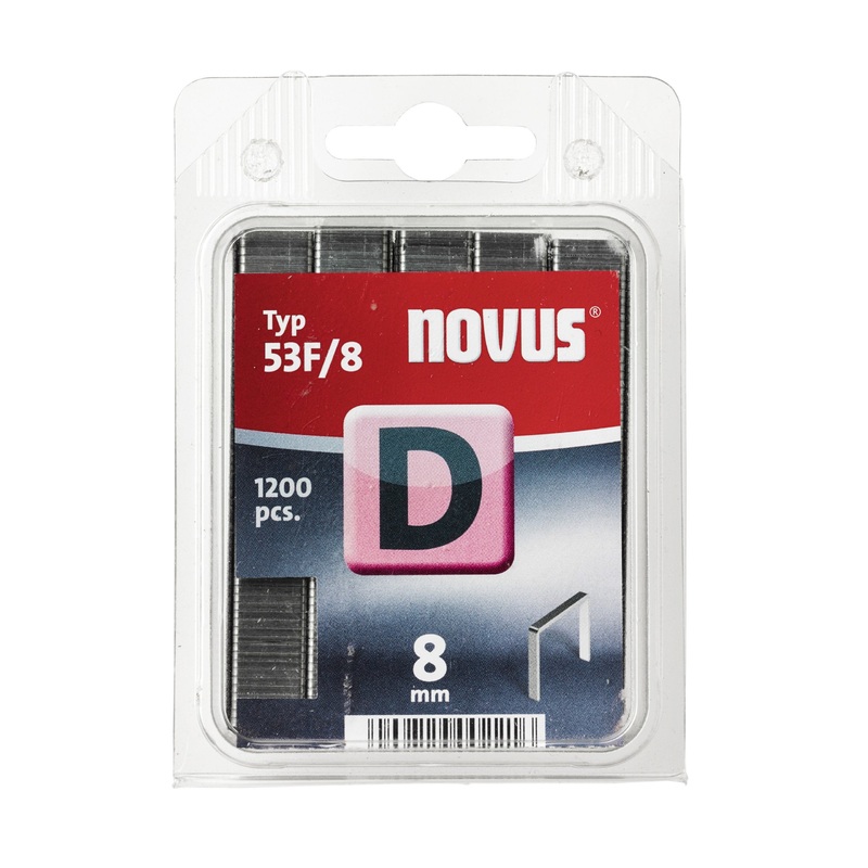 Novus flat wire staples 8 mm, 1200 staples type 53 F/8, for attaching foils, labels, paper, cardboard 1200 pieces. single