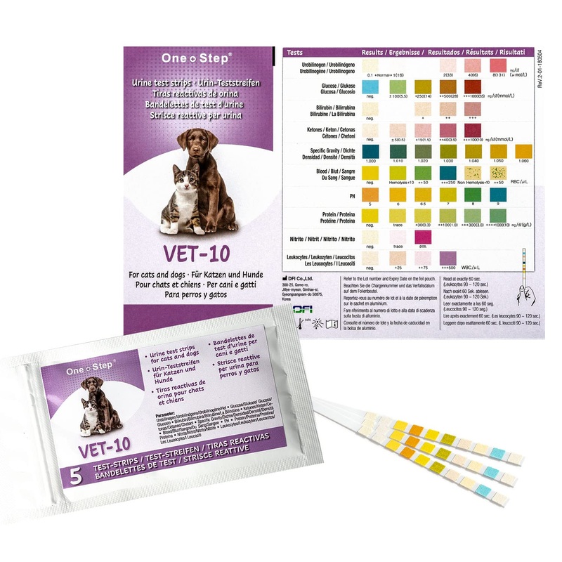 One+Step health test (urine) for cats and dogs 5 pieces – rapid test for checking 10 health values 5 pieces.